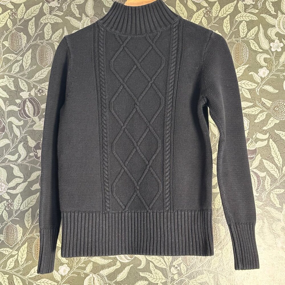 SOLD - J.Crew Mockneck center cable-knit sweater - Black - Medium